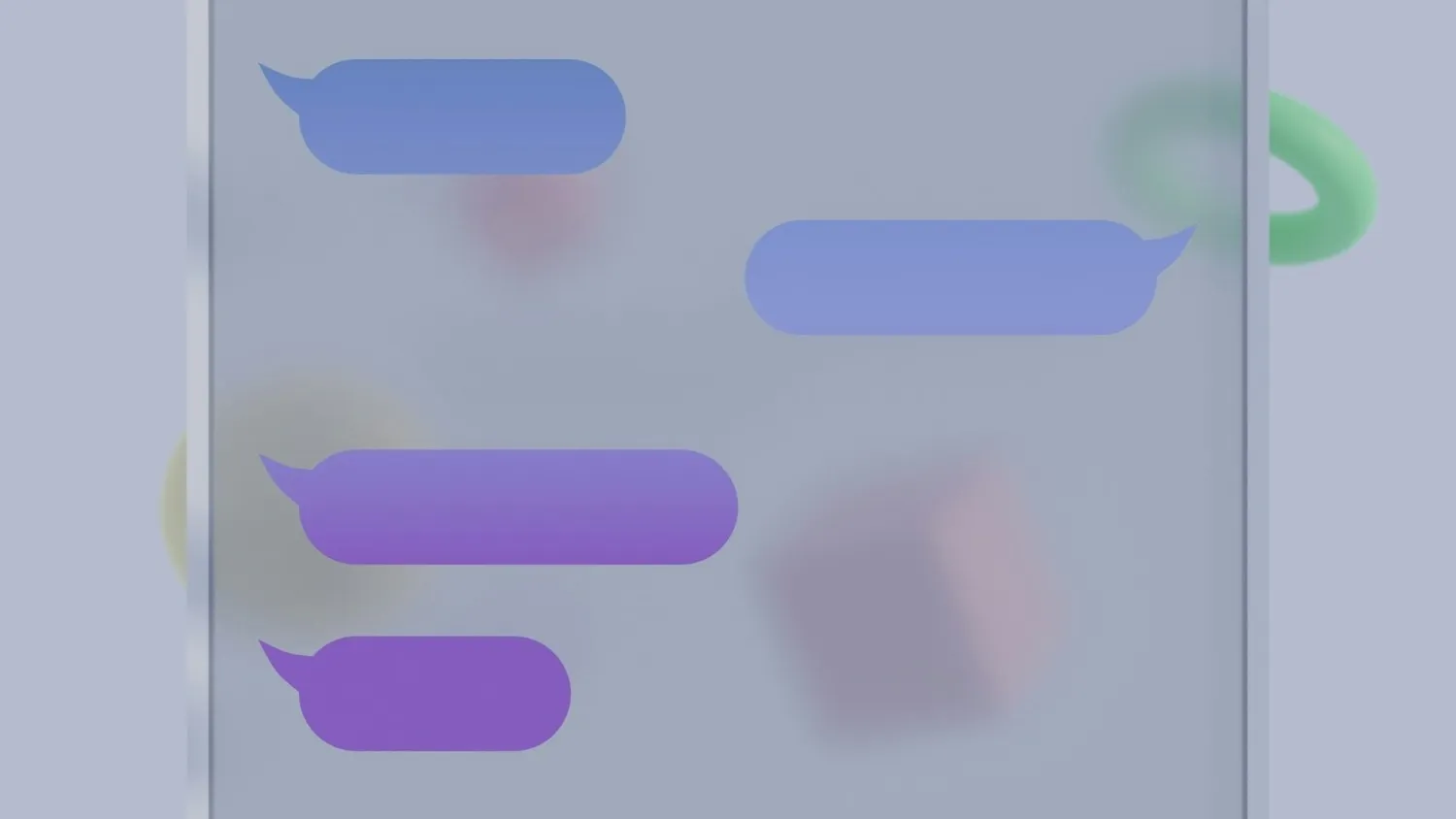 Illustration of blank chat bubbles on a frosted glass panel